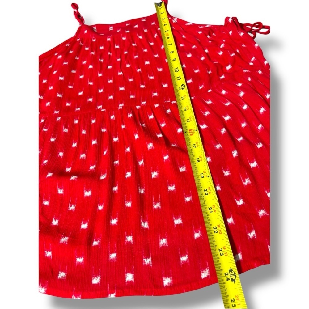 Universal Thread Red With White Pattern Sleeveless Adjustable Tiered Tank Top - Picture 11 of 16